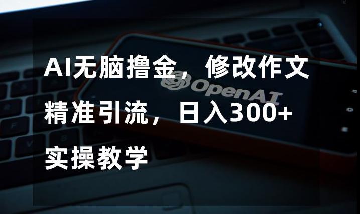 AI无脑撸金，修改作文精准引流，日入300+，实操教学【揭秘】-爱我搜(25so)资源网