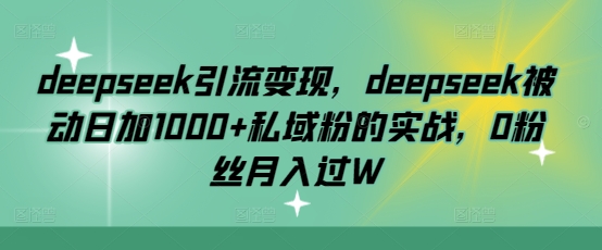 deepseek引流变现，deepseek被动日加1000+私域粉的实战，0粉丝月入过W-爱我搜(25so)资源网