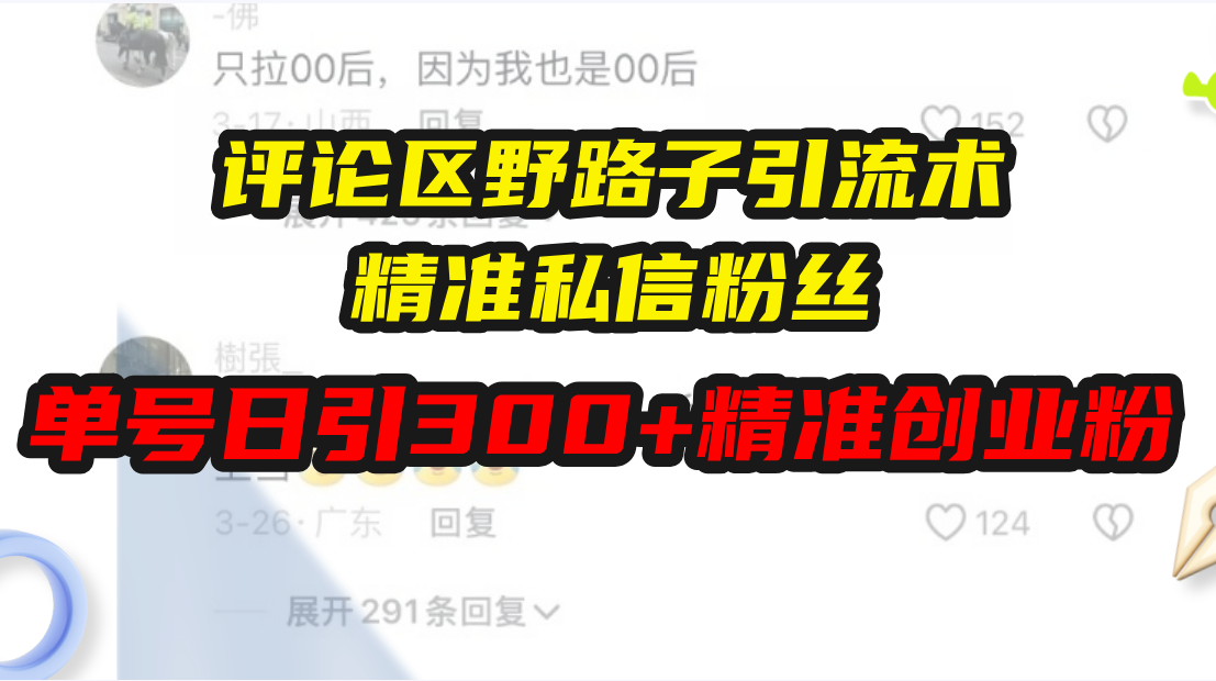 评论区野路子引流术，精准私信粉丝，单号日引流300+精准创业粉-爱我搜(25so)资源网