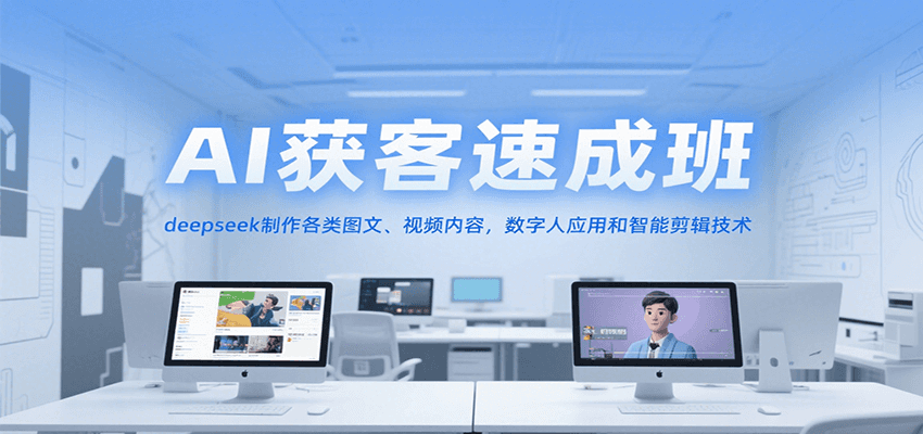 AI获客速成班，deepseek制作各类图文、视频内容，数字人应用和智能剪辑技术-爱我搜(25so)资源网