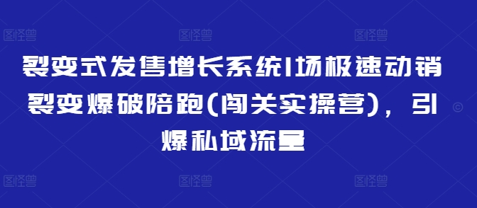 裂变式发售增长系统1场极速动销裂变爆破陪跑(闯关实操营)，引爆私域流量-爱我搜(25so)资源网