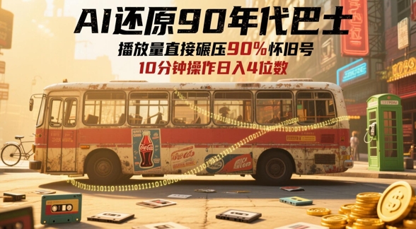AI还原90年代巴士，一帧就让70后泪崩，播放量直接碾压90%怀旧号，每天操作十分钟，日入四位数-爱我搜(25so)资源网