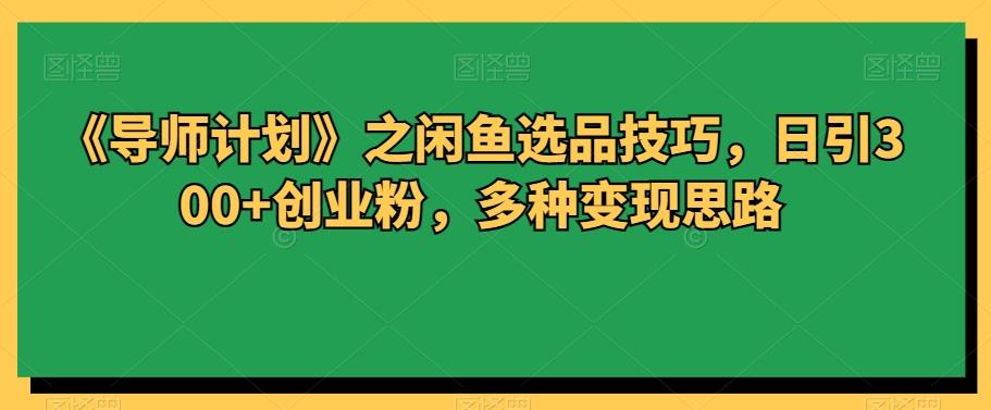 《导师计划》之闲鱼选品技巧，日引300+创业粉，多种变现思路-爱我搜(25so)资源网