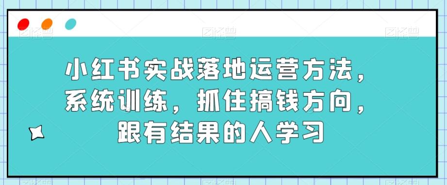 小红书实战落地运营方法，系统训练，抓住搞钱方向，跟有结果的人学习-爱我搜(25so)资源网