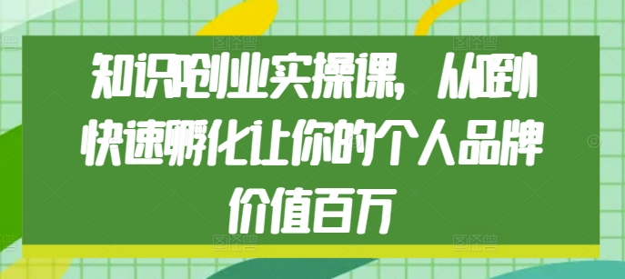 知识IP创业实操课，从0到1快速孵化让你的个人品牌价值百万-爱我搜(25so)资源网
