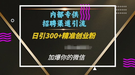 内部招聘渠道日引流300+创业粉，加爆你的微信【揭秘】-爱我搜(25so)资源网