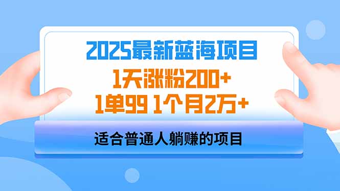 2025蓝海项目 1天涨粉200+ 1单99 1个月2万+-爱我搜(25so)资源网