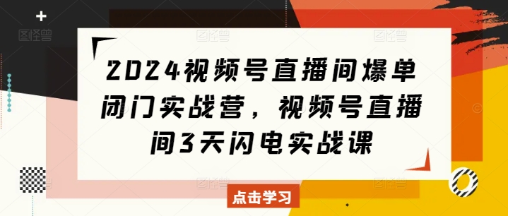 2024视频号直播间爆单闭门实战营，视频号直播间3天闪电实战课-爱我搜(25so)资源网