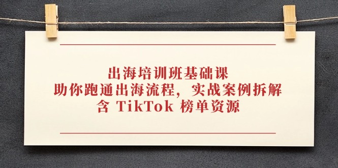出海培训班基础课，助你跑通出海流程，实战案例拆解，含 TikTok 榜单资源-爱我搜(25so)资源网