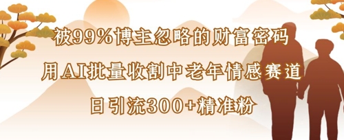 被99%博主忽略的财富密码：用AI批量收割中老年情感赛道，日引流300+精准粉-爱我搜(25so)资源网