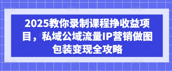 2025教你录制课程挣收益项目，私域公域流量IP营销做图包装变现全攻略-爱我搜(25so)资源网