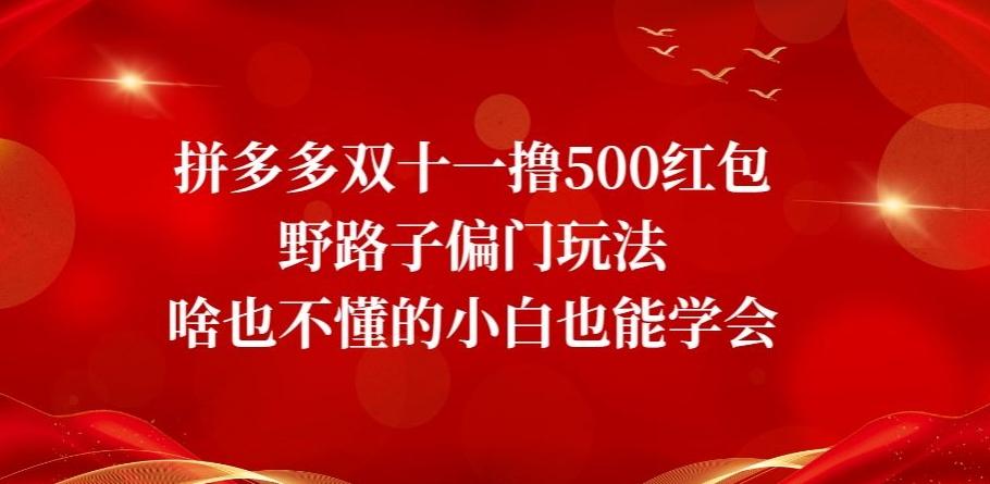 拼多多双十一撸500红包野路子偏门玩法，啥也不懂的小白也能学会【揭秘】-爱我搜(25so)资源网