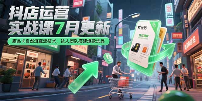 抖店运营实战课7月更新，商品卡自然流截流技术，达人团队搭建爆款选品-爱我搜(25so)资源网