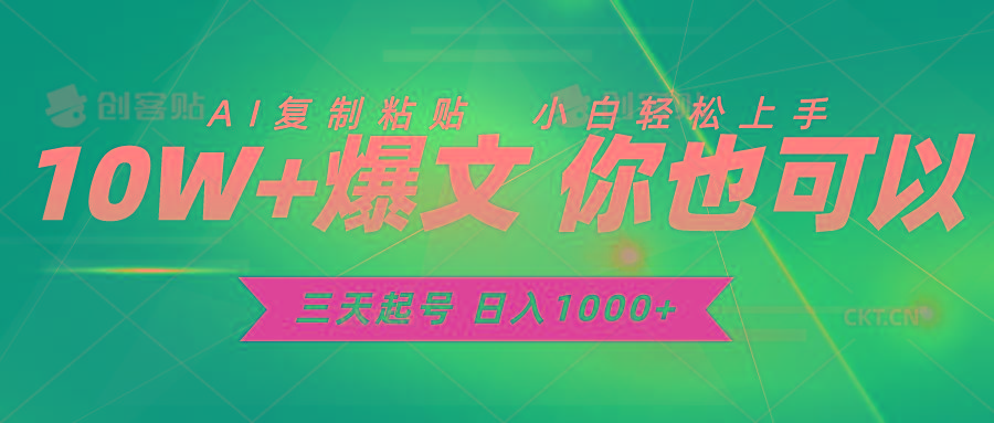 三天起号 日入1000+ AI复制粘贴 小白轻松上手-爱我搜(25so)资源网